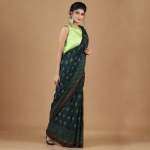 Pomegranate Natural Dye Dabu Print Saree