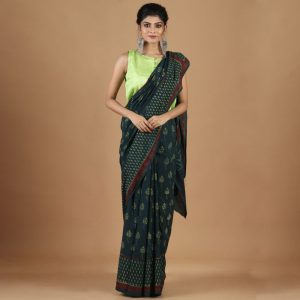 Pomegranate Natural Dye Dabu Print Saree