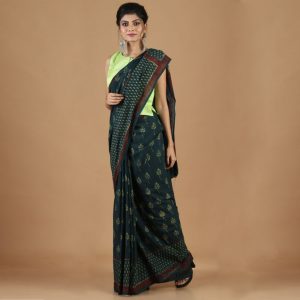 Pomegranate Natural Dye Dabu Print Saree