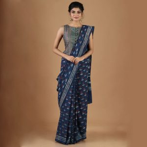 Indigo Dabu Print Saree