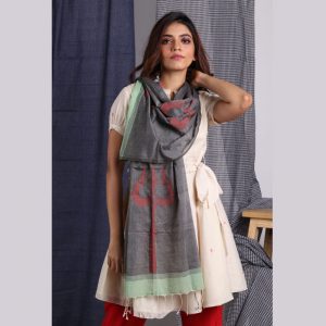 Khadi Trishul Jamdani Stole