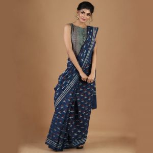 Indigo Dabu Print Saree