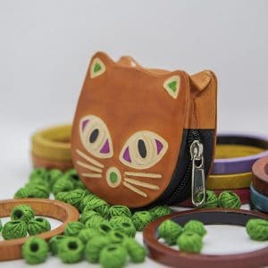 Santiniketani Embossed Batik Work Cat Coin Purse