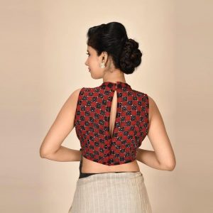 Dabu Print Katha Sequence Semi Halter Blouse