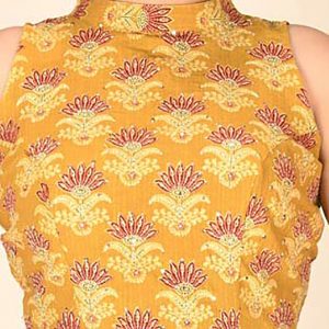 Dabu Print Katha Sequence Semi Halter Blouse