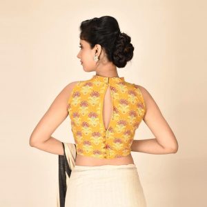 Dabu Print Katha Sequence Semi Halter Blouse