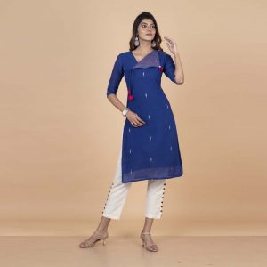 Malkha Khadi Jamdani Katha Work Kurta