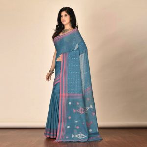 Fish Design Jamdani Saree