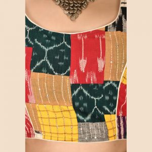 Ikkat Patch Work Katha Sequence Blouse