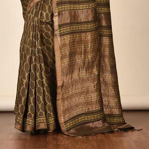 Mud Print Silk By Linen Saree