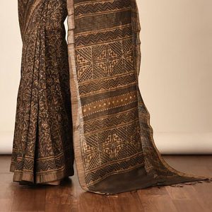 Mud Print Silk By Linen Saree