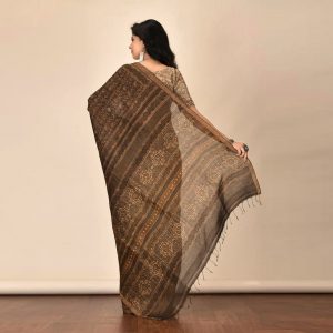 Mud Print Silk By Linen Saree