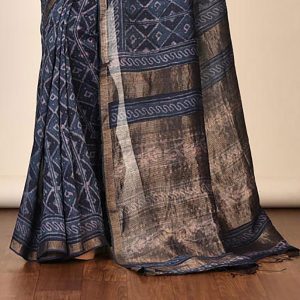 Mud Print Silk By Linen Saree