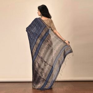 Mud Print Silk By Linen Saree