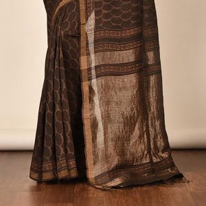 Mud Print Silk By Linen Saree