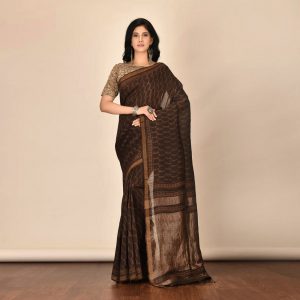 Mud Print Silk By Linen Saree