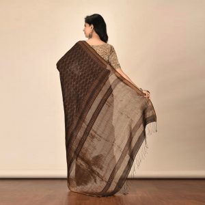 Mud Print Silk By Linen Saree