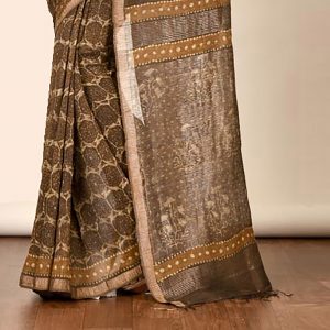 Mud Print Silk By Linen Saree