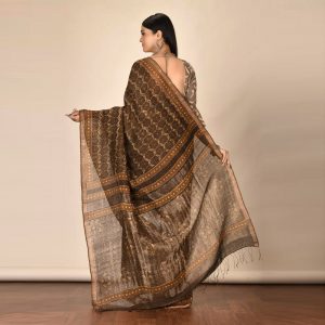 Mud Print Silk By Linen Saree