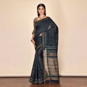 Mud Print Silk By Linen Saree