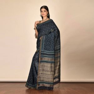 Mud Print Silk By Linen Saree