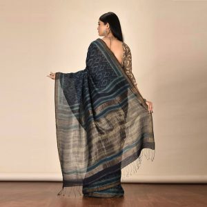 Mud Print Silk By Linen Saree