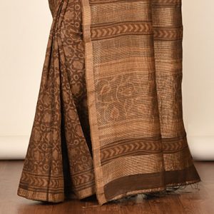 Mud Print Silk By Linen Saree