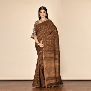 Mud Print Silk By Linen Saree